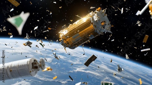 Space Debris Orbiting Earth   Environmental Hazard photo