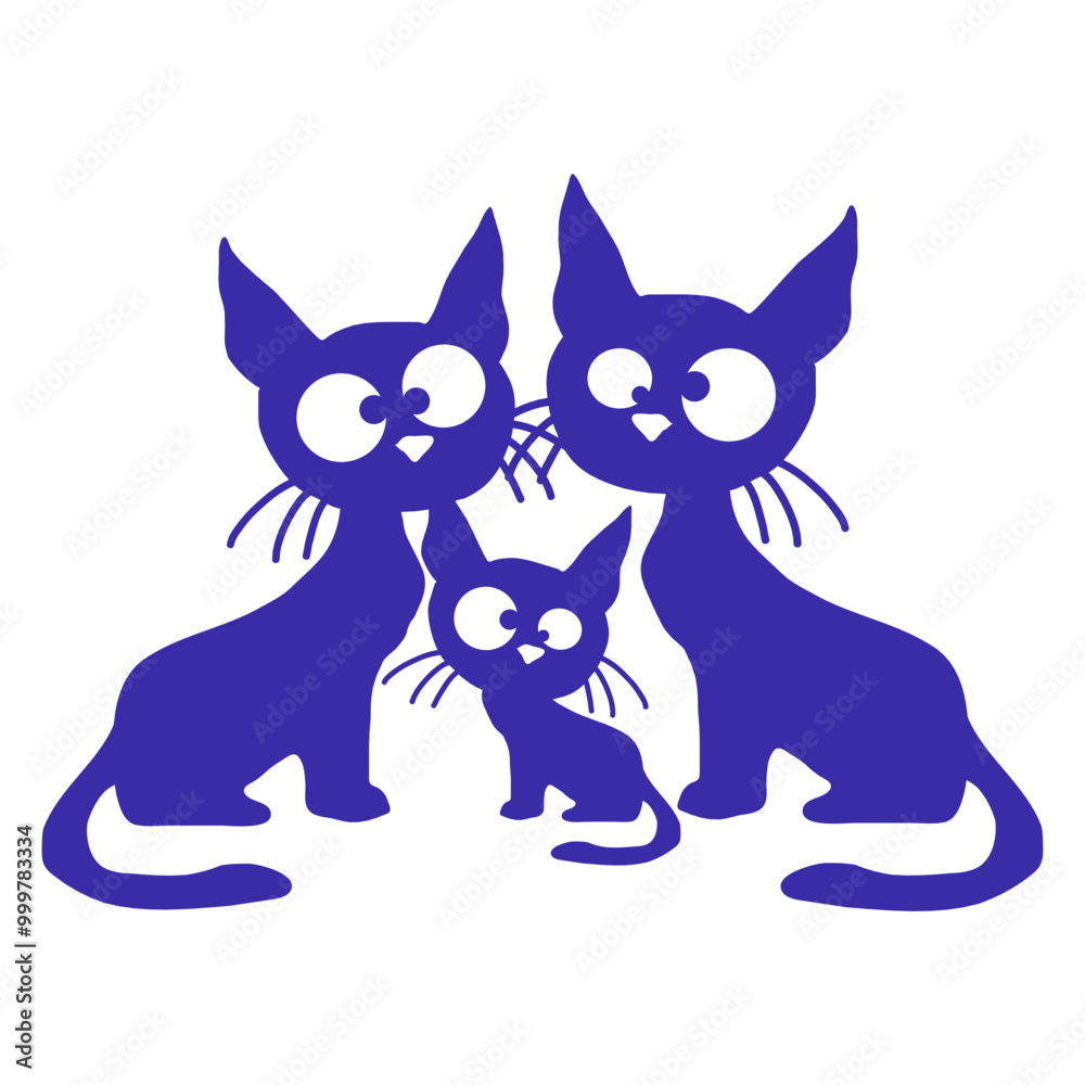 Obraz premium 3 Cat Kitten Child Kid Mom Dad Mother Father Family Baby