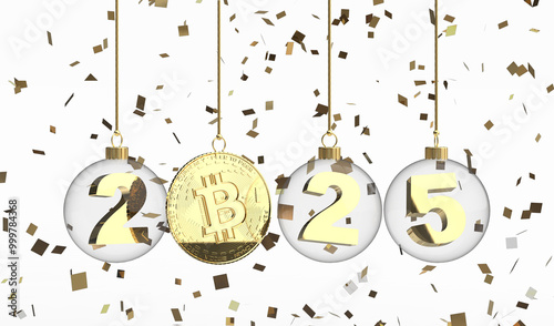 2025 happy new golden bitcoin year - the sky is the limit - coin instead of bauble