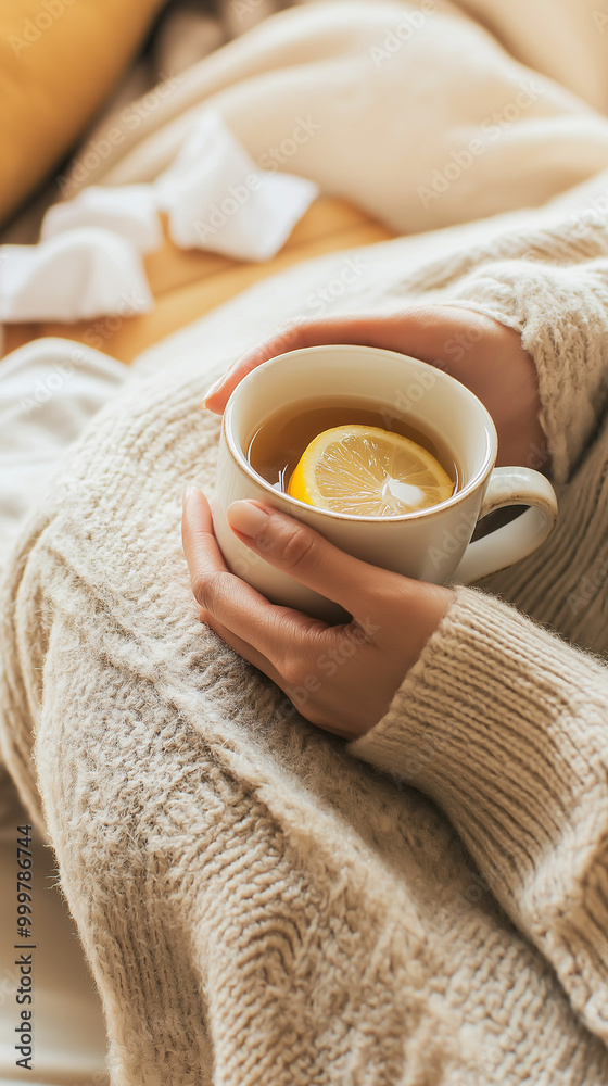 Warm Tea with Lemon in Hands, Cozy Comfort During Cold and Flu
Warm Tea with Lemon in Hands, Cozy Comfort During Cold and Flu