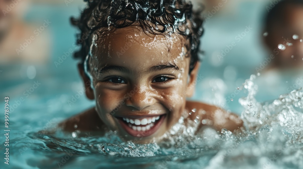 A lively child splashes gleefully in water under bright light, showcasing sheer joy and vitality against a backdrop of playful aquatic motion and childhood innocence. A lively child splashes gleefully in water under bright light, showcasing sheer joy and vitality against a backdrop of playful aquatic motion and childhood innocence.