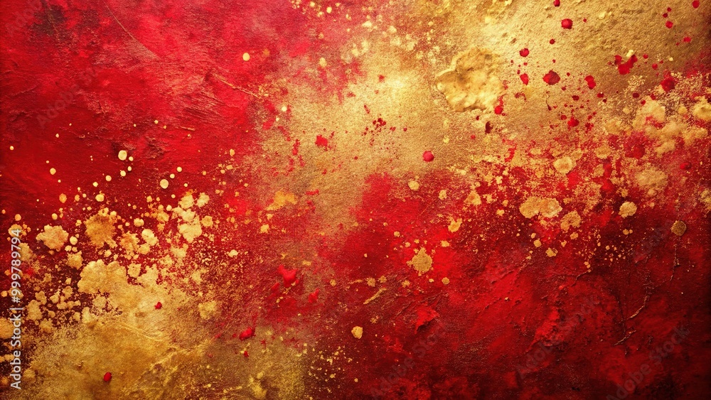 Grungy texture paint splash abstract background in red and gold Close-Up Grungy texture paint splash abstract background in red and gold Close-Up