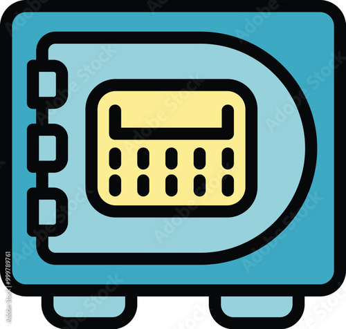 This icon features a blue safe, emphasizing security and protection of valuables