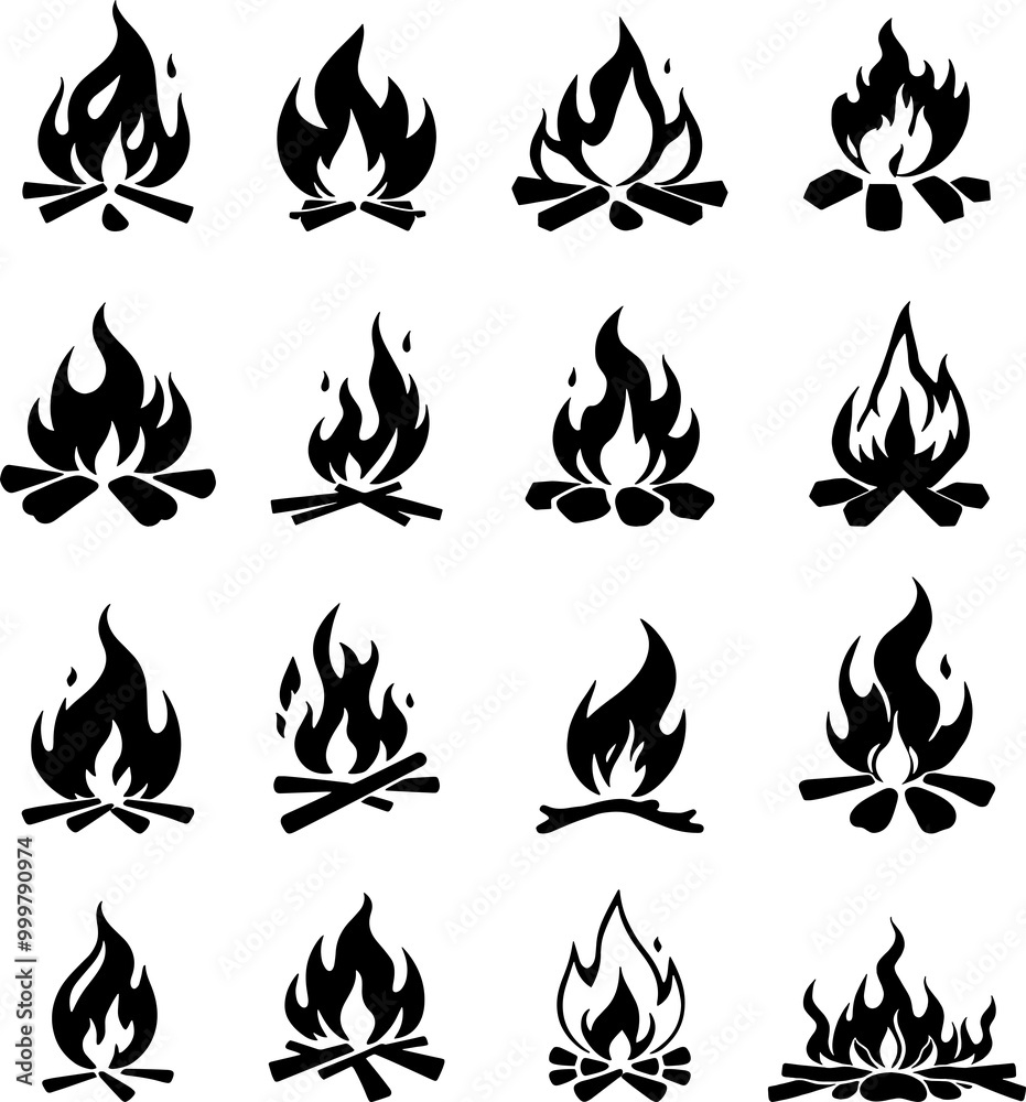 Set of bonfire icon logo