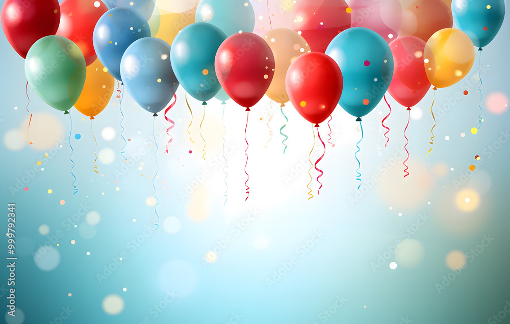 A fun and colorful balloon-filled background perfect for celebrations, featuring bright balloons in various colors A fun and colorful balloon-filled background perfect for celebrations, featuring bright balloons in various colors