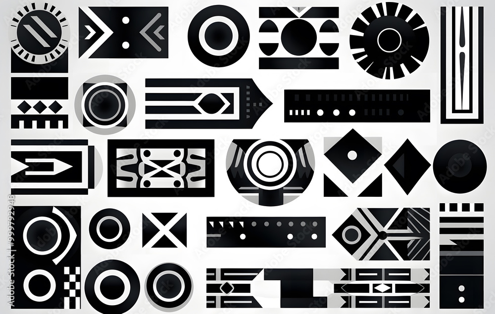 A collection of black and white line drawings arranged in a beautiful pattern. A collection of black and white line drawings arranged in a beautiful pattern.