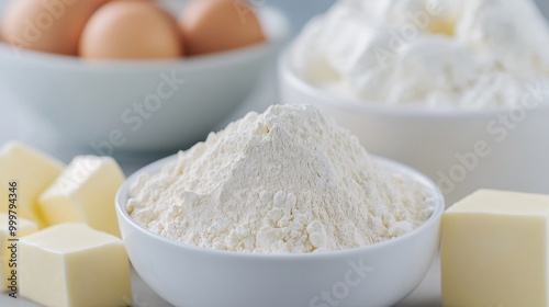 Ingredients for Baking: Flour, Eggs, Butter, Sugar