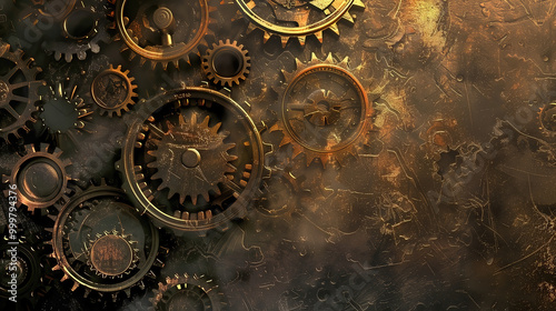 Old brass gears metal backg...