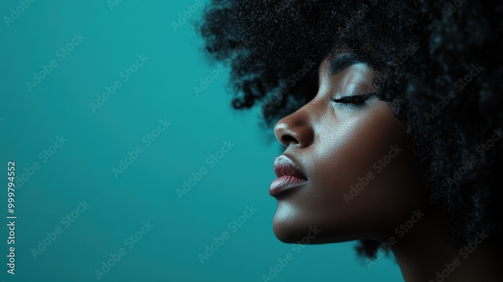 The image features an individual with curly hair set against a solid teal background, showcasing a stark contrast that emphasizes the texture of the hair. The image features an individual with curly hair set against a solid teal background, showcasing a stark contrast that emphasizes the texture of the hair.