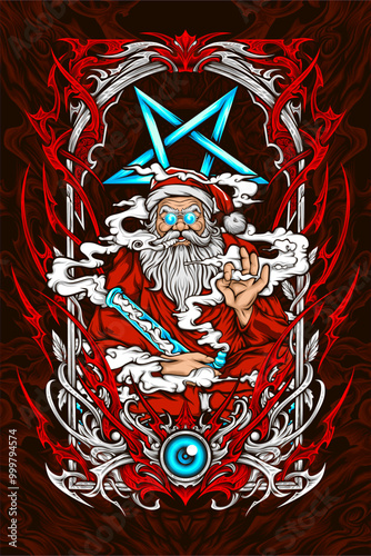 Santa claus illustration for t shirt design