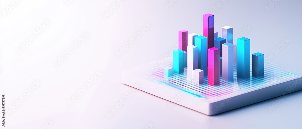 Colorful 3D graph on a white background, showcasing data visualization. Colorful 3D graph on a white background, showcasing data visualization.