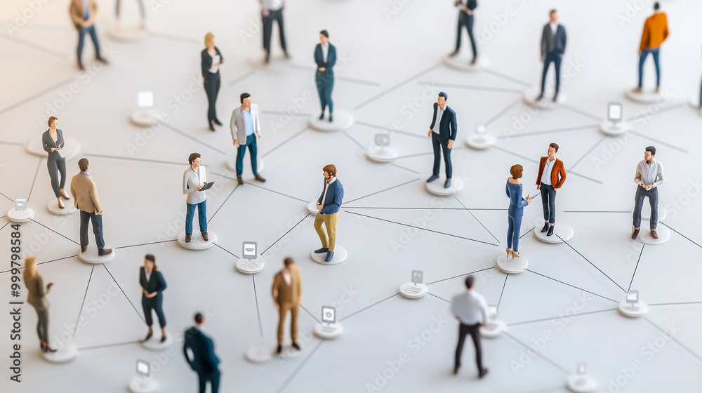 Diverse groups connected in networks on white background. Symbolizes unity and social media connections. Diverse groups connected in networks on white background. Symbolizes unity and social media connections.