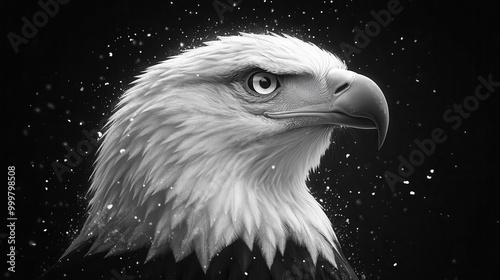 stylized black and white vector illustration of an eagles head showcasing its fierce gaze with intricate tattoolike details embodying strength and majesty photo