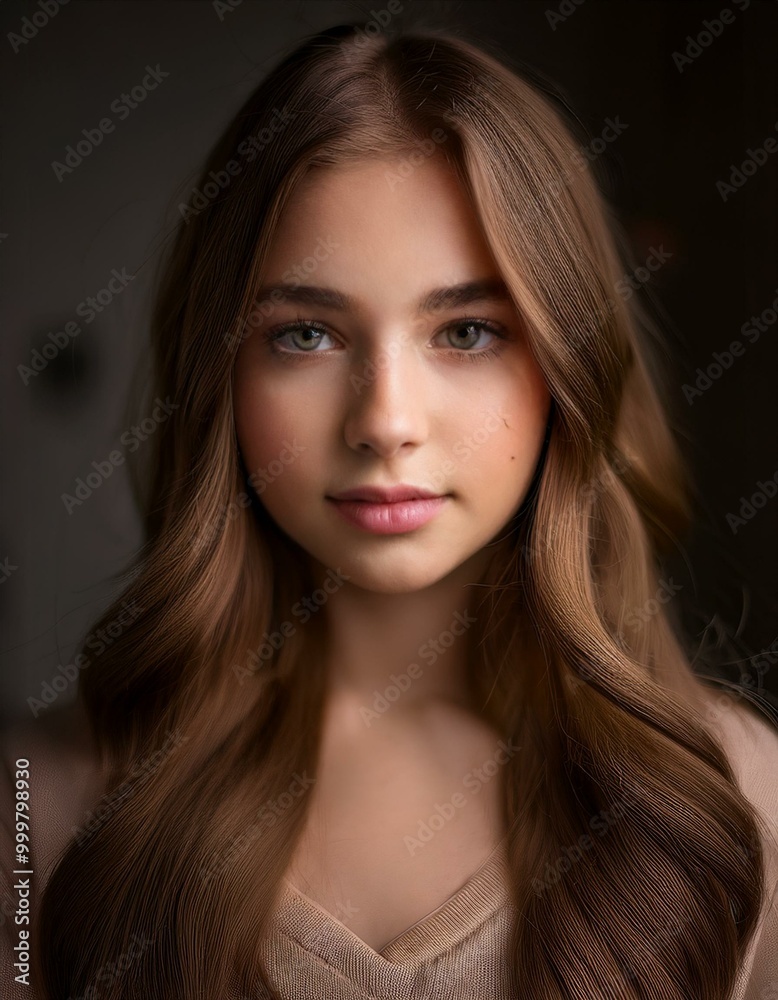 Retrato de estudios de una joven de 16 años, con el pelo castaño y ojos marrones. Retrato de estudios de una joven de 16 años, con el pelo castaño y ojos marrones.