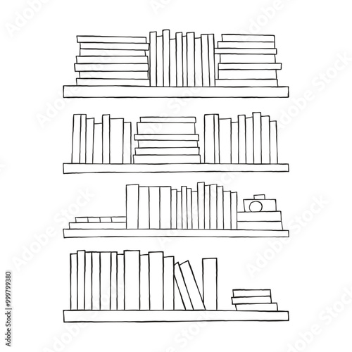 handdrawn doodle shelves illustration