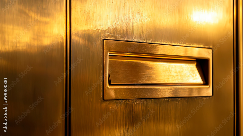 Mail Slot On Smooth Brass Surface For Receiving Letters Mail Slot On Smooth Brass Surface For Receiving Letters