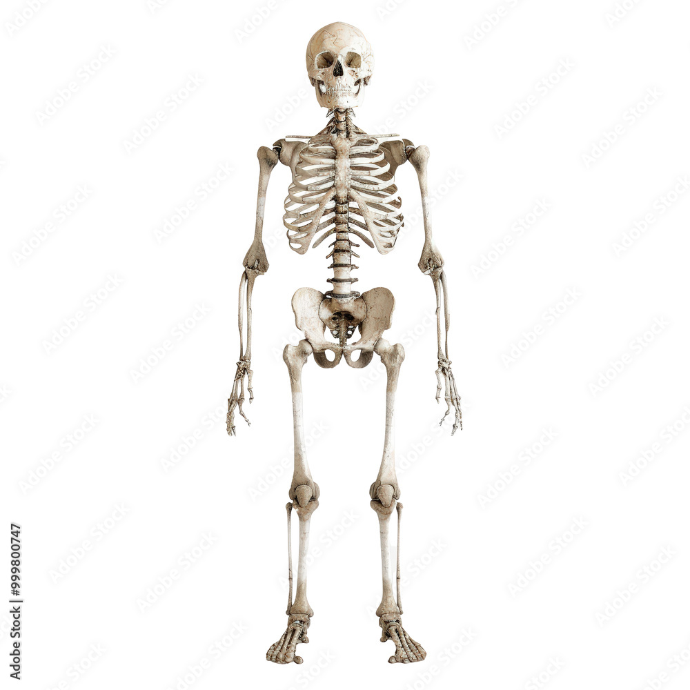 Complete Upright Skeleton on Transparent Background Complete Upright Skeleton on Transparent Background