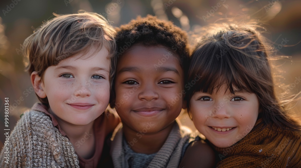 Three happy children of varied ethnicities Three happy children of varied ethnicities