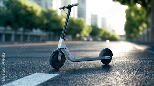 Modern Electric Scooter On Clean Pavement 