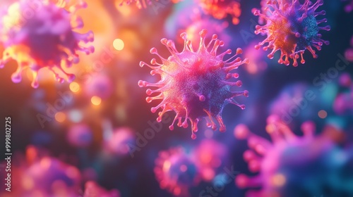 Vibrant Microscopic Virus Illustration