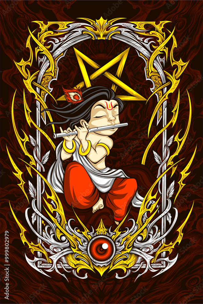 Obraz premium awesome krishna illustration for t shirt design