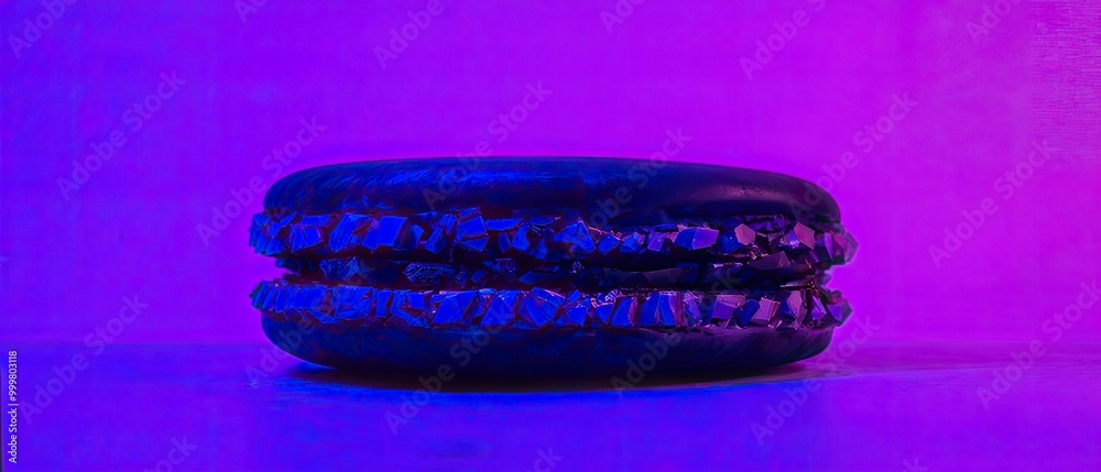 Obraz premium Black Macaron on Purple Background