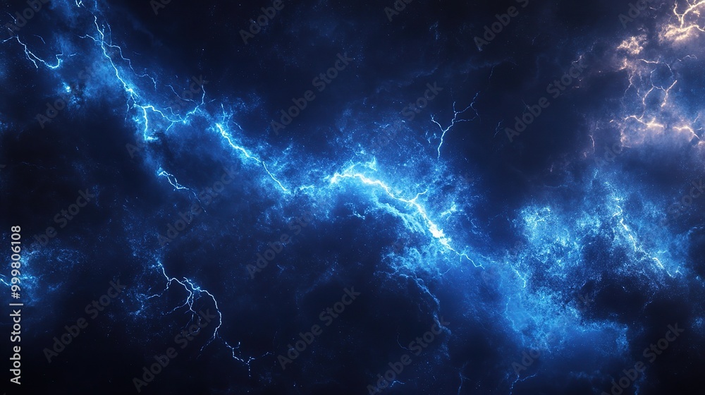 Dynamic Blue Lightning in Dark Sky Background Dynamic Blue Lightning in Dark Sky Background