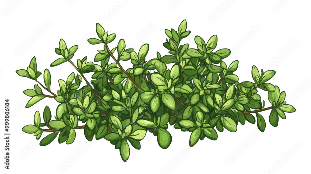 Obraz premium Green shrub with vibrant leaves, isolated on white background.