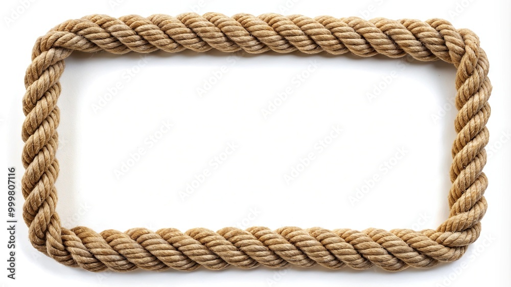 High angle rope border isolated on white background