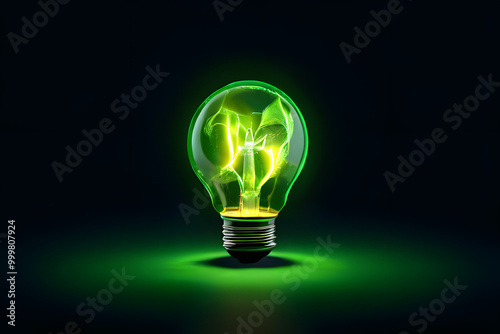 light bulb on green background