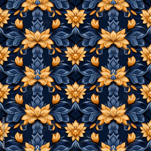 illustration of classic Thai fabric patterns from the 19th century