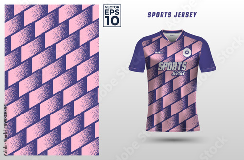 T-shirt sport jersey design template with geometric grunge pattern background. Sport uniform in front view. Tshirt mock up for sport club. Vector Illustration
