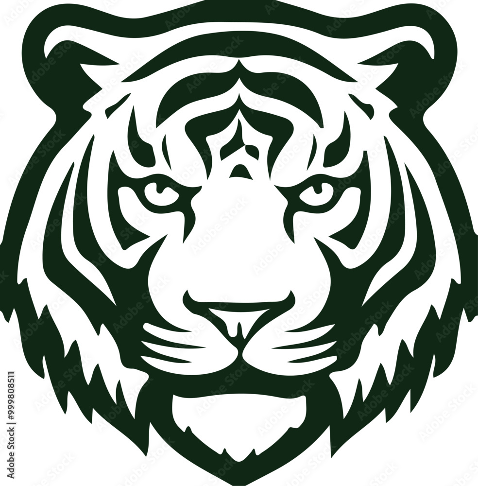 Tiger head isolated on white background. Vector illustration for your design.