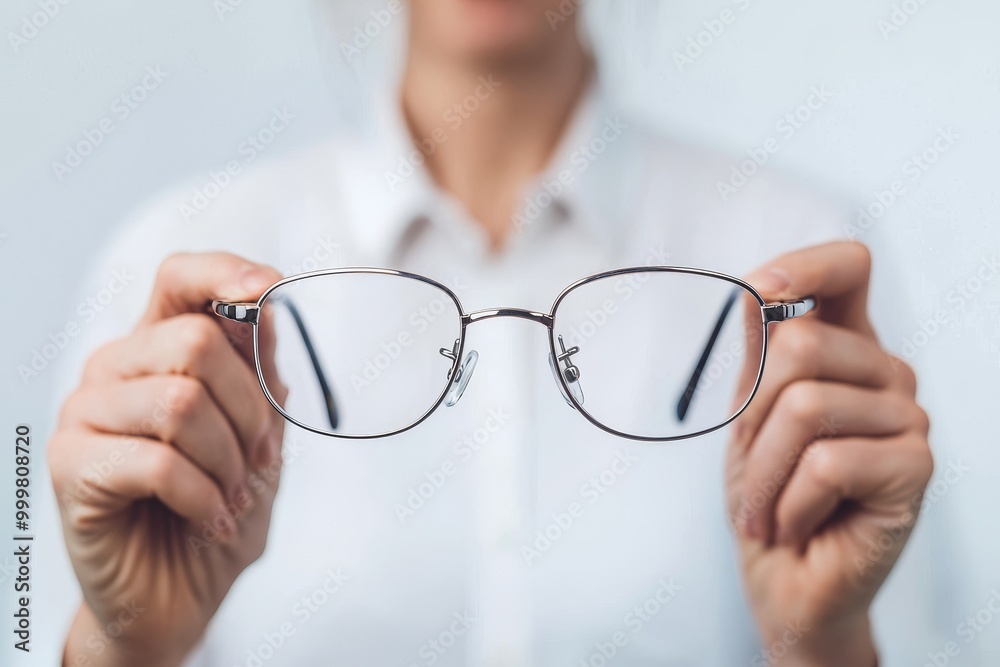 Woman holding glasses, white isolated background. Woman holding glasses, white isolated background.