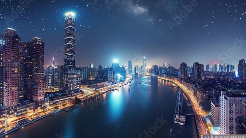 Wallpaper Mural Stunning Urban Architecture Night View and Urban Landscape: A Visual Feast of City Lights. Admire the Modernity and Elegance. Torontodigital.ca