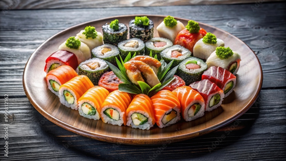 Sushi kani arranged beautifully on a white plate, Japanese cuisine, crab sticks, delicious, food photography, seafood Sushi kani arranged beautifully on a white plate, Japanese cuisine, crab sticks, delicious, food photography, seafood