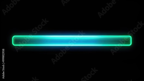 Glowing cyan and green loading bar on black background, loading, bar, abstract,cyan, green, glowing, technology, progress