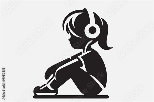 A playful avatar listening to music.