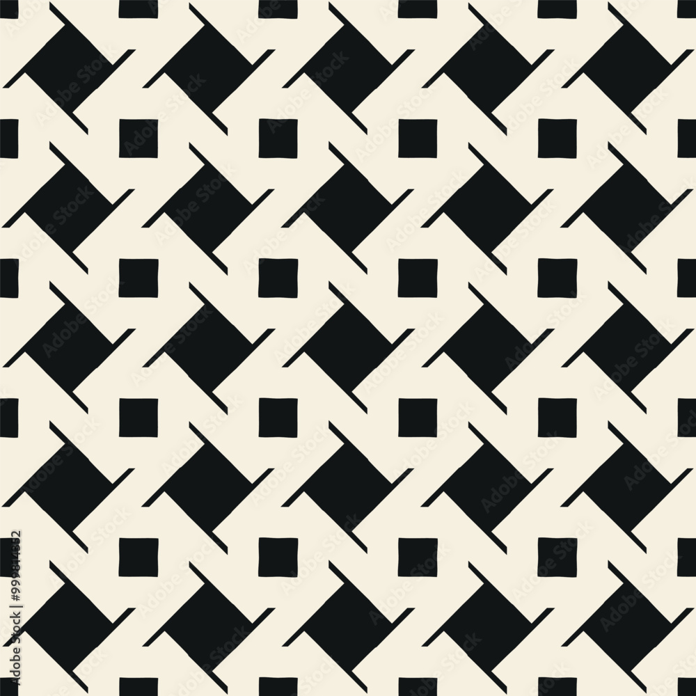 Vector seamless pattern with geometric pattern with rhombuses and squares. It looks like a stylized checkerboard with elements of rhombuses and squares that are intertwined Vector seamless pattern with geometric pattern with rhombuses and squares. It looks like a stylized checkerboard with elements of rhombuses and squares that are intertwined