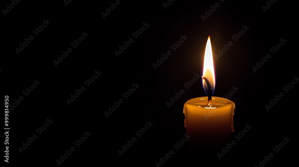 Single candle flickering in the dark with a soft glow illuminating a small circle of light against the vast blackness Single candle flickering in the dark with a soft glow illuminating a small circle of light against the vast blackness