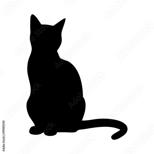 Front view cat vector silhouette