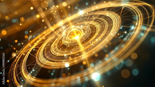 Wallpaper Mural A glowing sphere is surrounded by concentric circles of light, creating a mesmerizing pattern of light and energy Torontodigital.ca