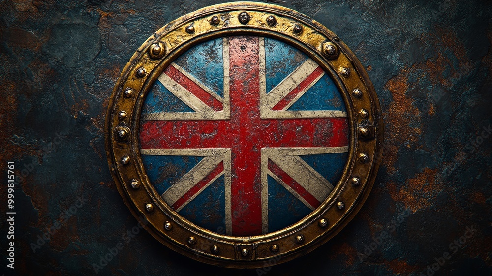 British Flag Shield on a Rusty Background British Flag Shield on a Rusty Background