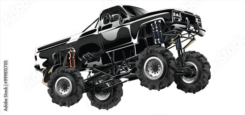 Outline black and painted truck. Isolated in black background, for t-shirt design, print, and for business purposes.