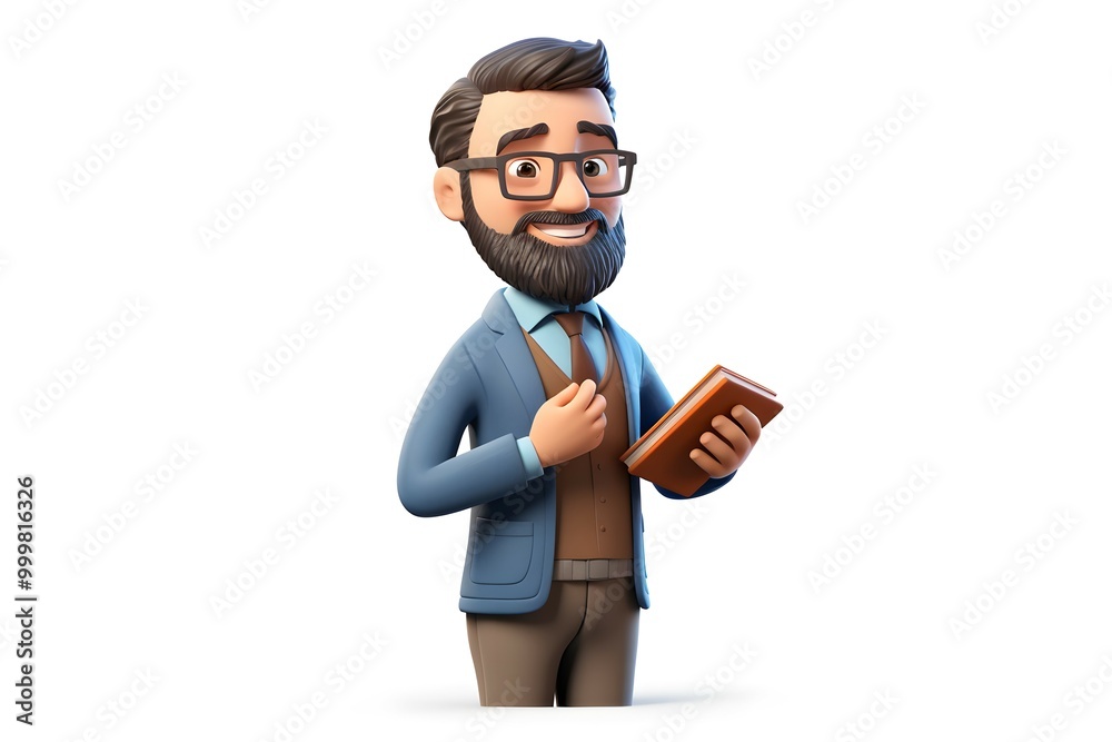 3D portrait of a teacher or lecturer on a white background, showcasing a professional and approachable appearance, suitable for educational content. 3D portrait of a teacher or lecturer on a white background, showcasing a professional and approachable appearance, suitable for educational content.