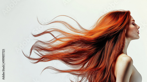 young beautiful woman with flying hair