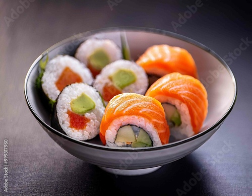 Ehomak to eat at traditional Japanese eventsSushi rolls with a bowl of sushi on the table photo