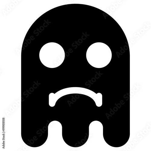 Ghost Emoji Icon. Simple Soul Black Silhouette.