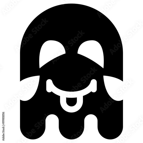 Ghost Emoji Icon. Simple Soul Black Silhouette.