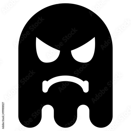 Ghost Emoji Icon. Simple Soul Black Silhouette.